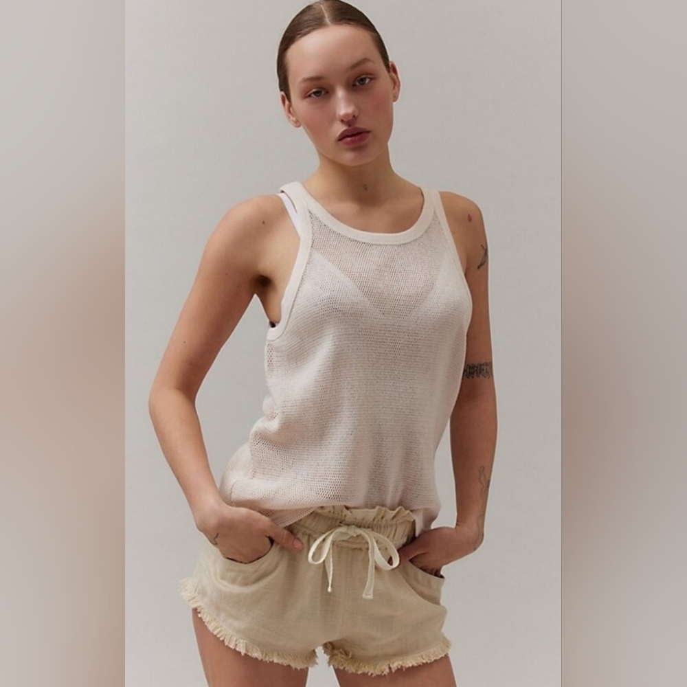 UO Frankie Paperbag Micro Short Tan